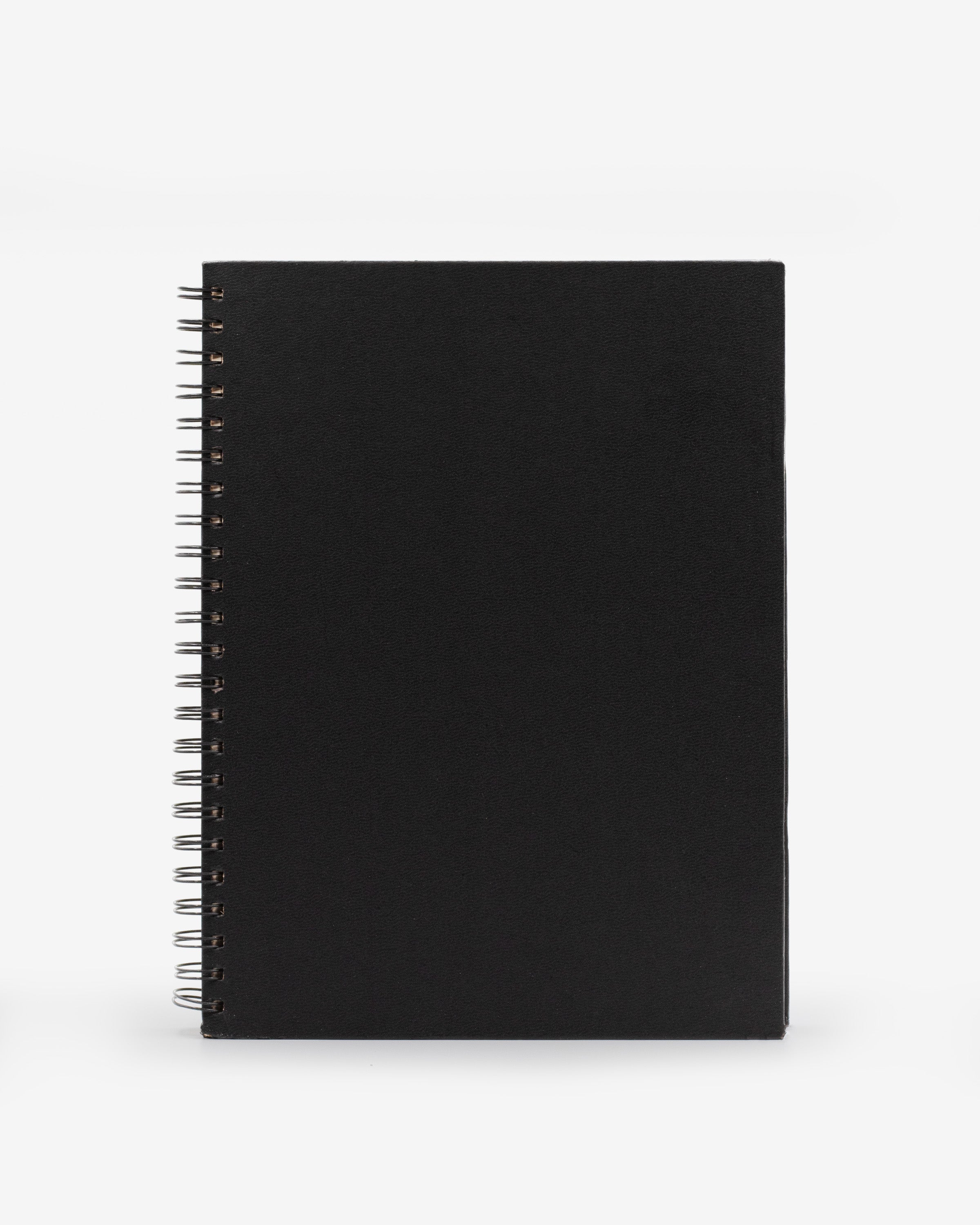 sketchbook, plain, ivory, hard cover, black, paper, wire-o, 9" x 11.7"