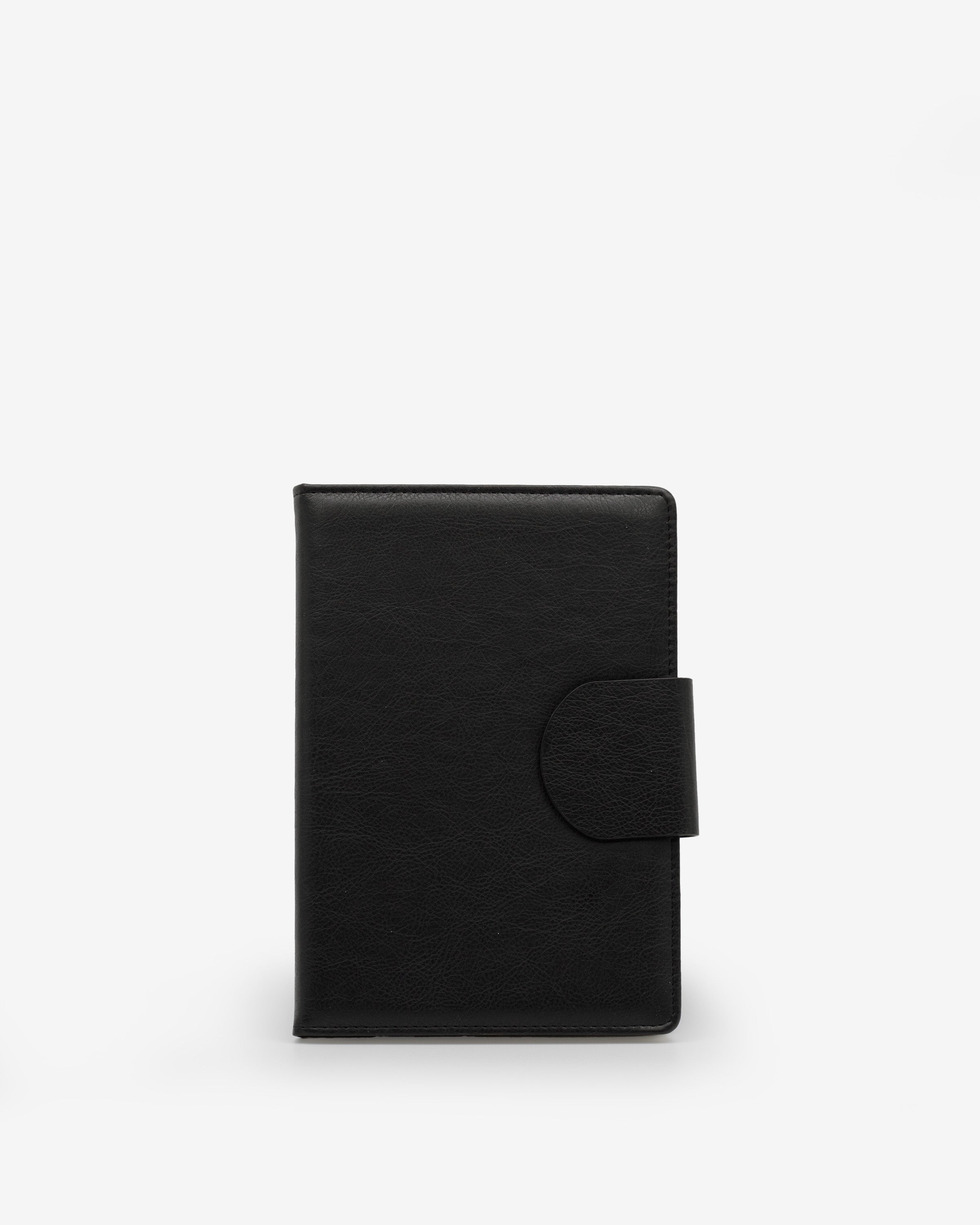 journal, ruled, cream, hard cover, black, pu / synthetic, ribbon (1), lay-flat, 5.5" x 8.125"