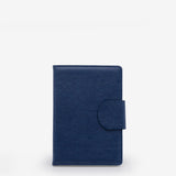 journal, ruled, cream, hard cover, blue, pu / synthetic, ribbon (1), lay-flat, 5.5" x 8.125"