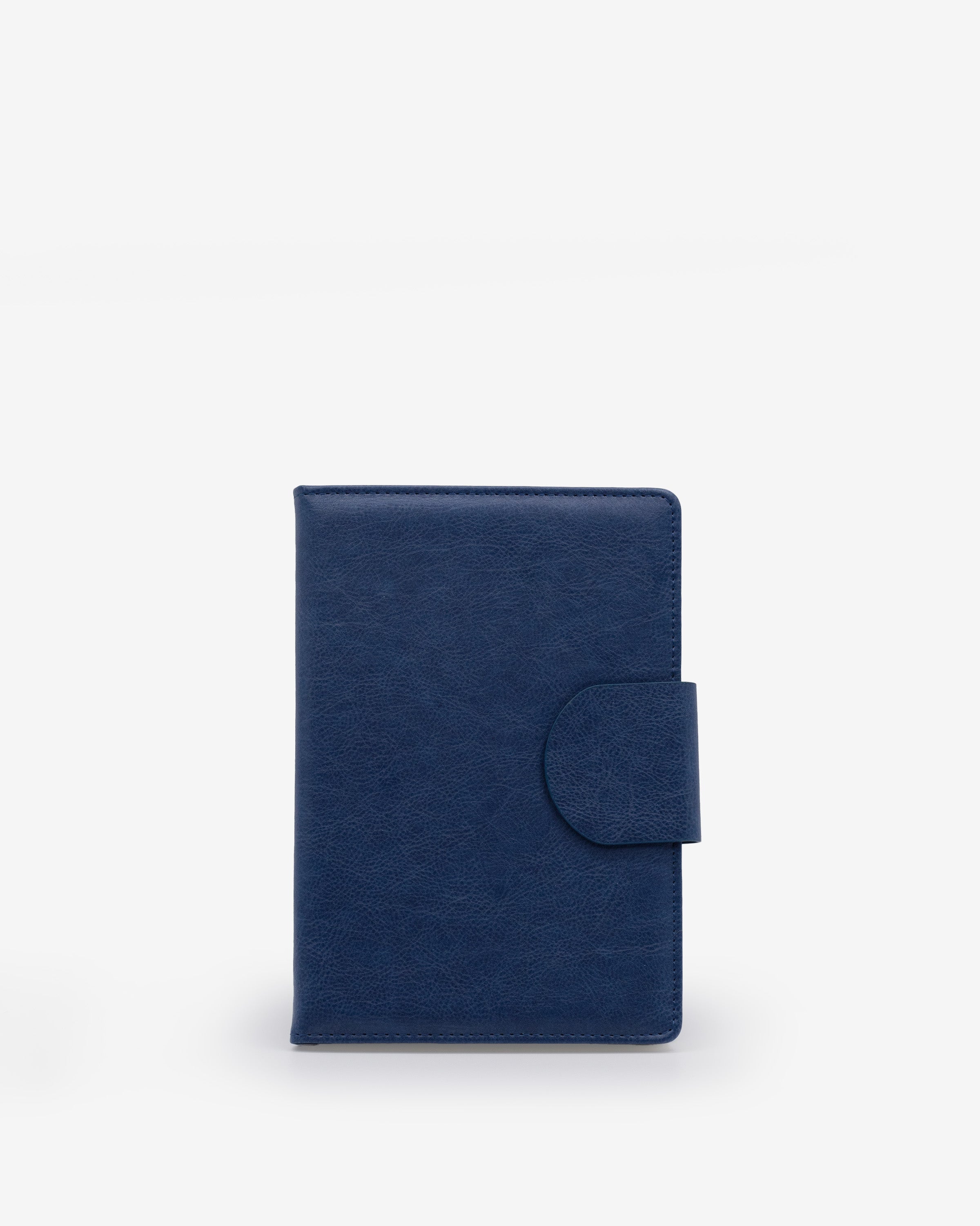 journal, ruled, cream, hard cover, blue, pu / synthetic, ribbon (1), lay-flat, 5.5" x 8.125"