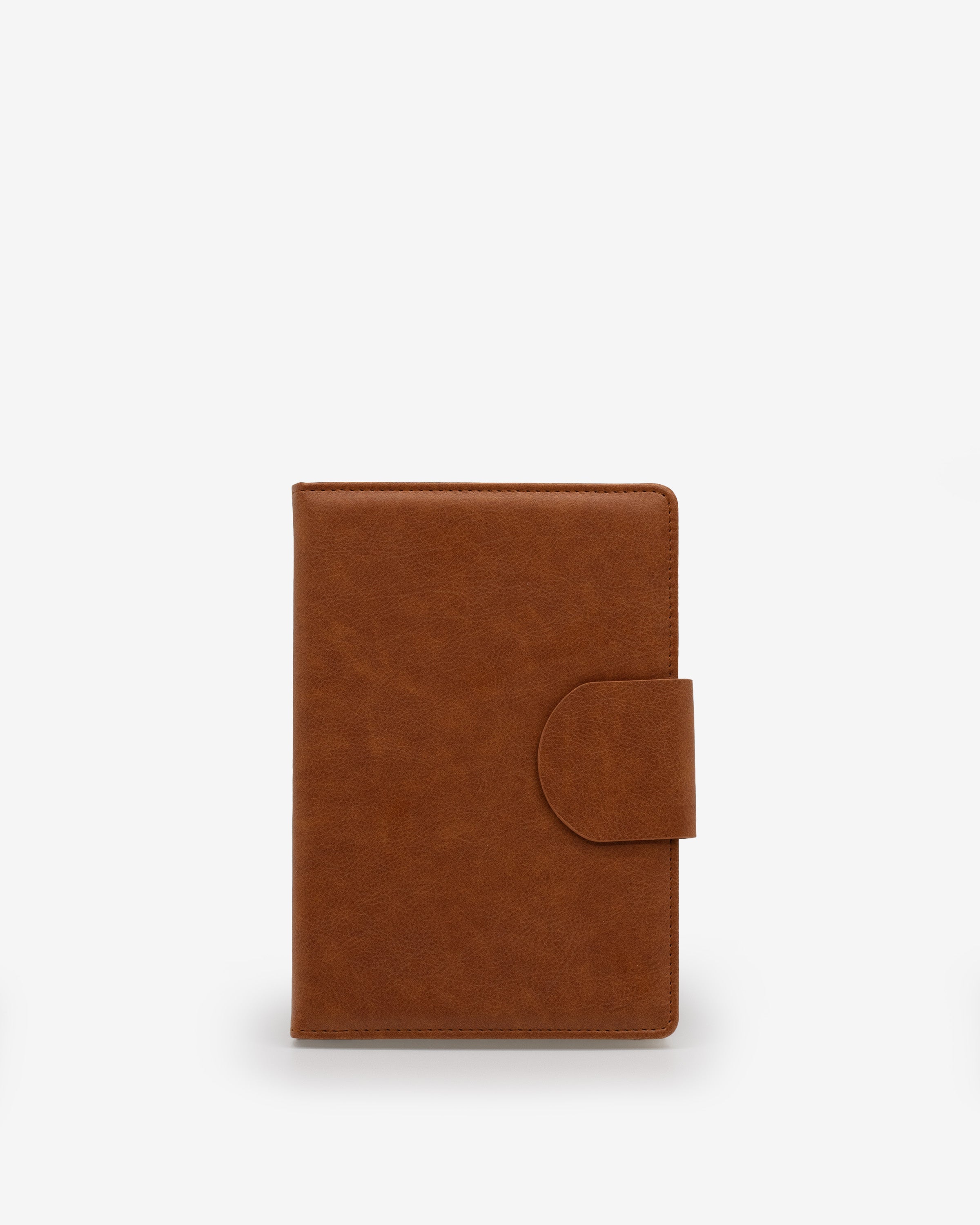journal, ruled, cream, hard cover, camel, pu / synthetic, ribbon (1), lay-flat, 5.5" x 8.125"