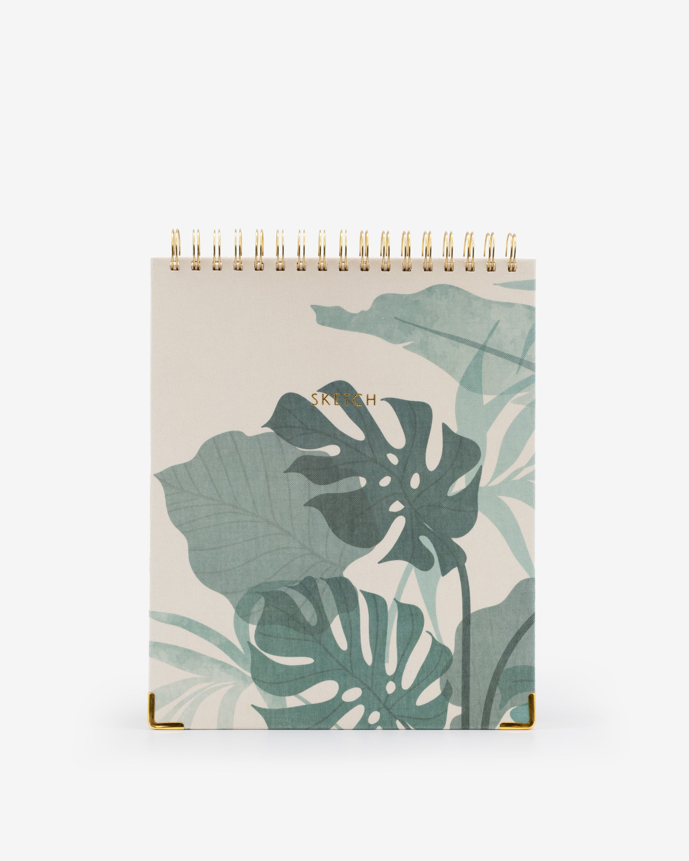 sketchbook, plain, ivory, hard cover, green, textile, wire-o, 9" x 11"