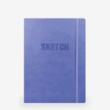 sketchbook, plain, ivory, hard cover, purple, pu / synthetic, lay-flat, 8" x 11"