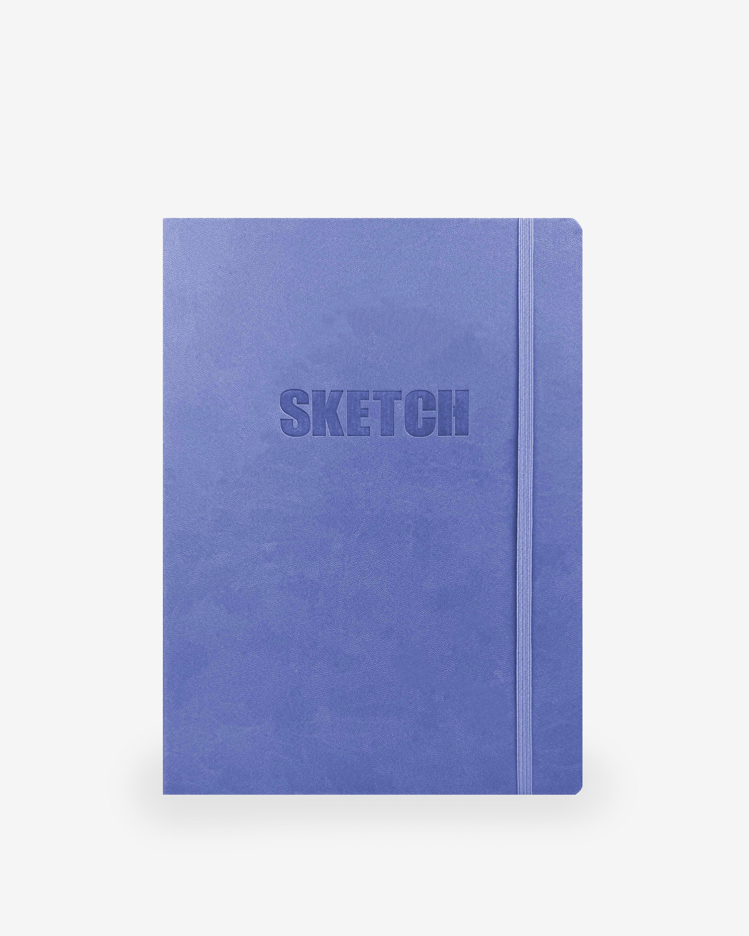 sketchbook, plain, ivory, hard cover, purple, pu / synthetic, lay-flat, 8" x 11"
