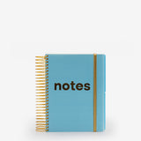 notebook, ruled+dotted+plain, white, hard cover, blue, plastic, wire-o, 6" x 8.25"