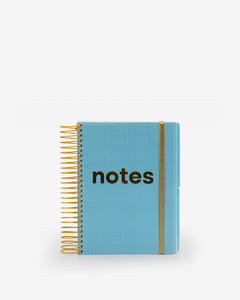 notebook, ruled+dotted+plain, white, hard cover, blue, plastic, wire-o, 6" x 8.25"