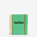 notebook, white, hard cover, green, plastic, wire-o, 6" x 8.25"