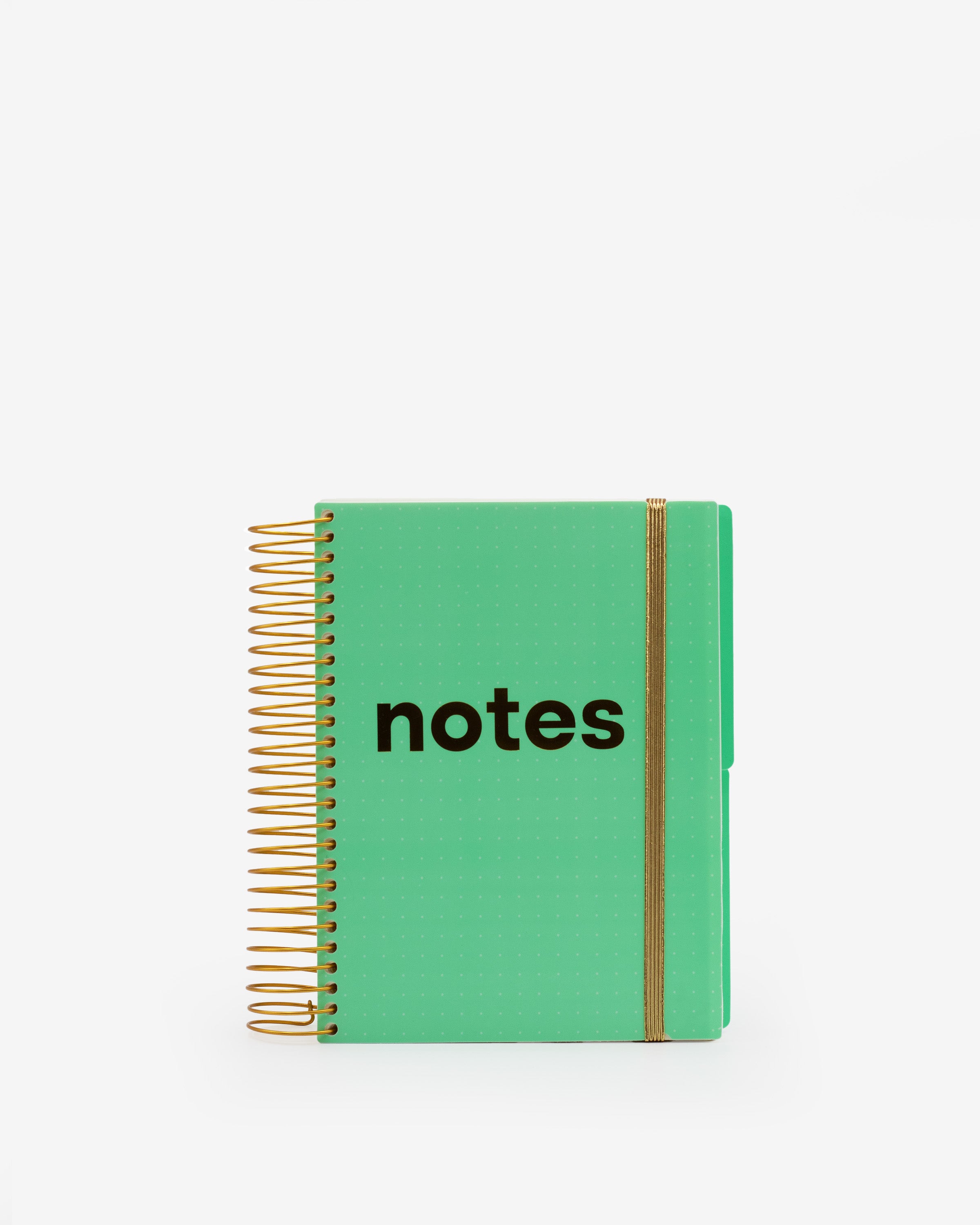 notebook, white, hard cover, green, plastic, wire-o, 6" x 8.25"