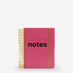 notebook, ruled+dotted+plain, white, hard cover, pink, plastic, wire-o, 6" x 8.25"