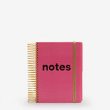 notebook, ruled+dotted+plain, white, hard cover, pink, plastic, wire-o, 6" x 8.25"