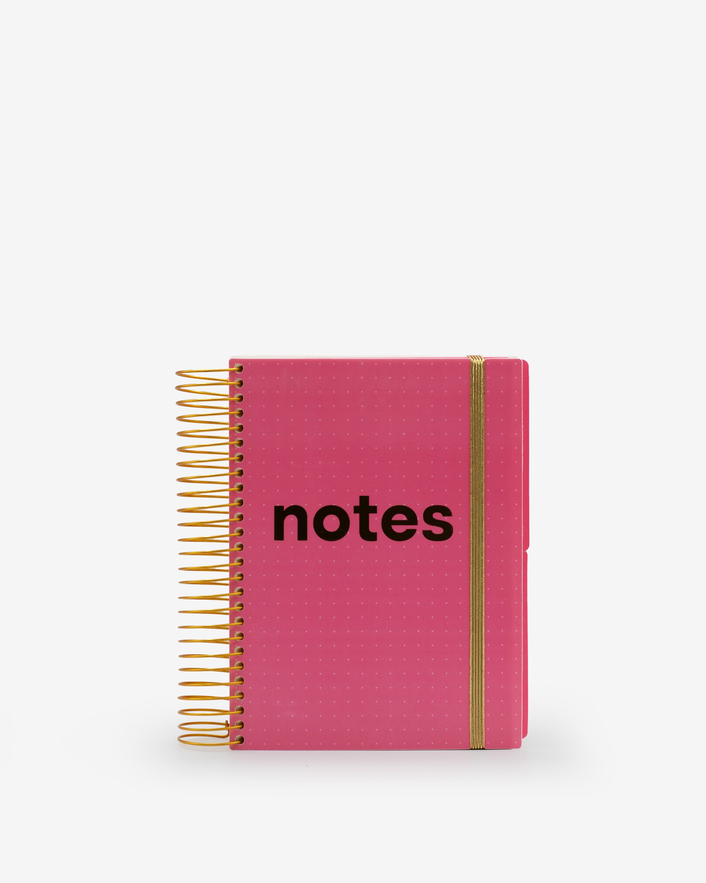 notebook, ruled+dotted+plain, white, hard cover, pink, plastic, wire-o, 6" x 8.25"