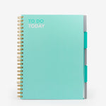 notebook, ruled, white, soft cover, green, plastic, wire-o, 8.5" x 11"