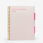 notebook, ruled, white, soft cover, pink, plastic, wire-o, 8.5" x 11"