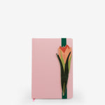 notebook, ruled, cream, hard cover, pink, paper, ribbon (1), lay-flat, 5.625" x 7.75"