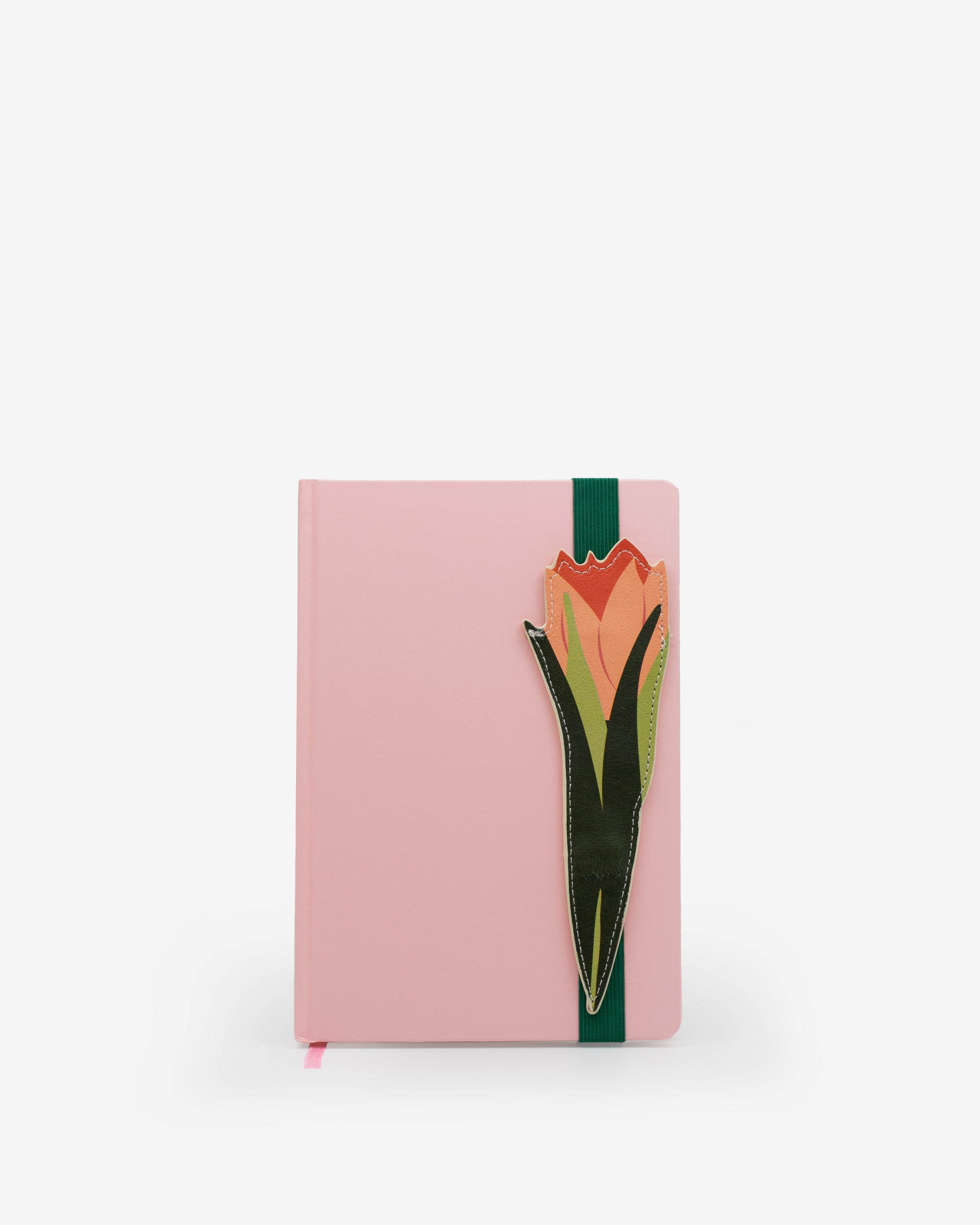 notebook, ruled, cream, hard cover, pink, paper, ribbon (1), lay-flat, 5.625" x 7.75"