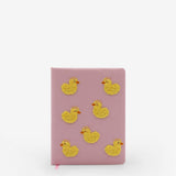 journal, ruled, cream, hard cover, pink, textile, ribbon (1), lay-flat, 6" x 8"